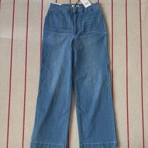 Oat New York Medium Blue High-Rise Wide-Leg Jeans